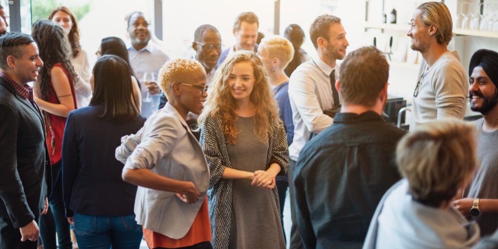 A group of field marketers at a networking event